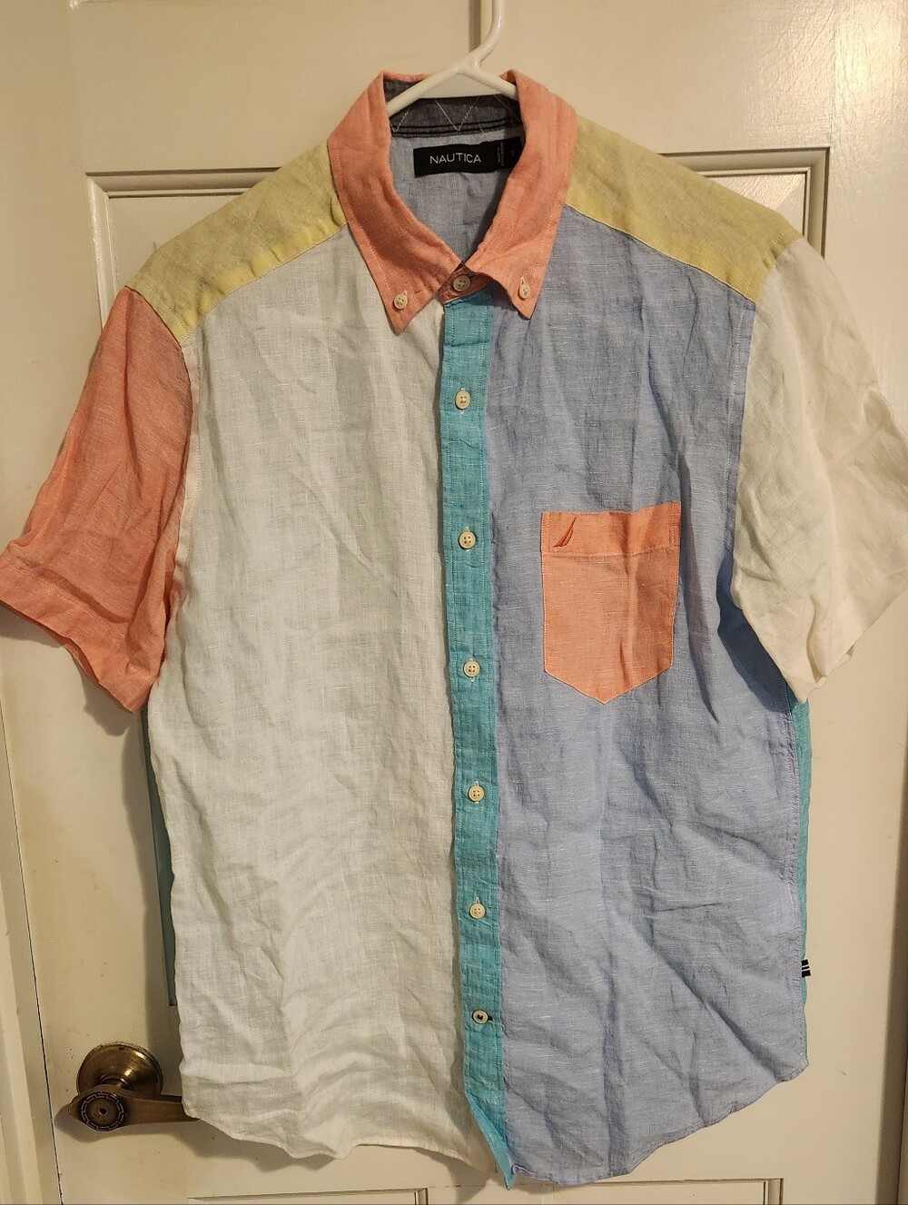 Nautica Linen Colorblock Shirt ,size S